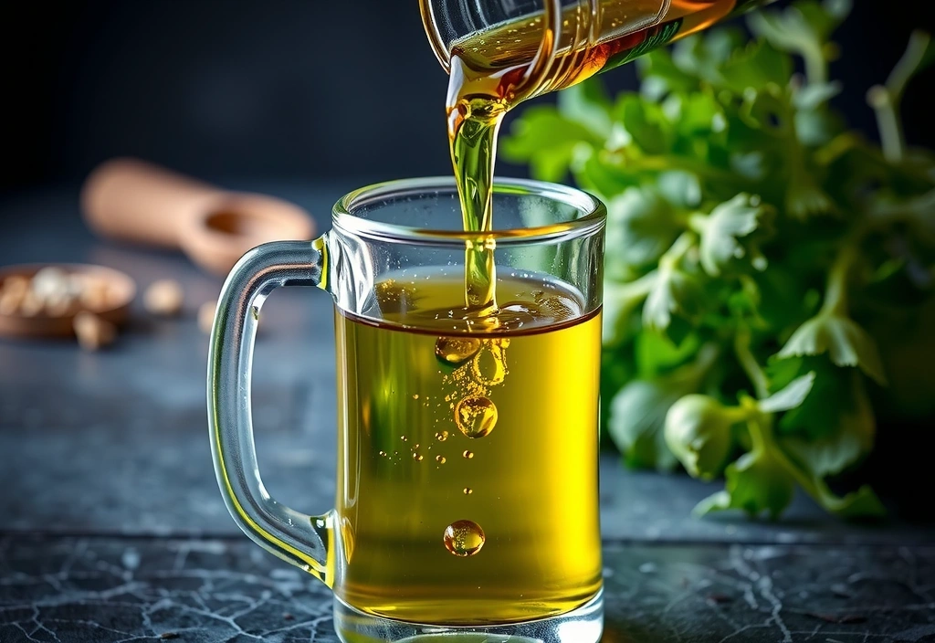 Djupt grön gräslöksolja